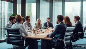 Business people from around a boardroom table-3